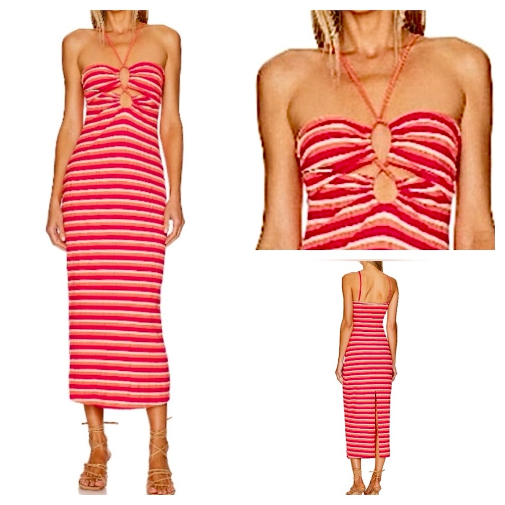 LSPACE ELLERY MIDI DRESS FRESH SQUEEZED STRIPE SIZE SMALL NWT